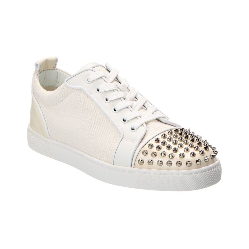 Christian Louboutin Louis Junior Spikes Orlato Leather Sneaker, White